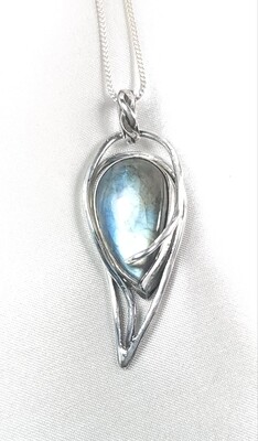 Silver blue Labradorite Fine Silver Pendant