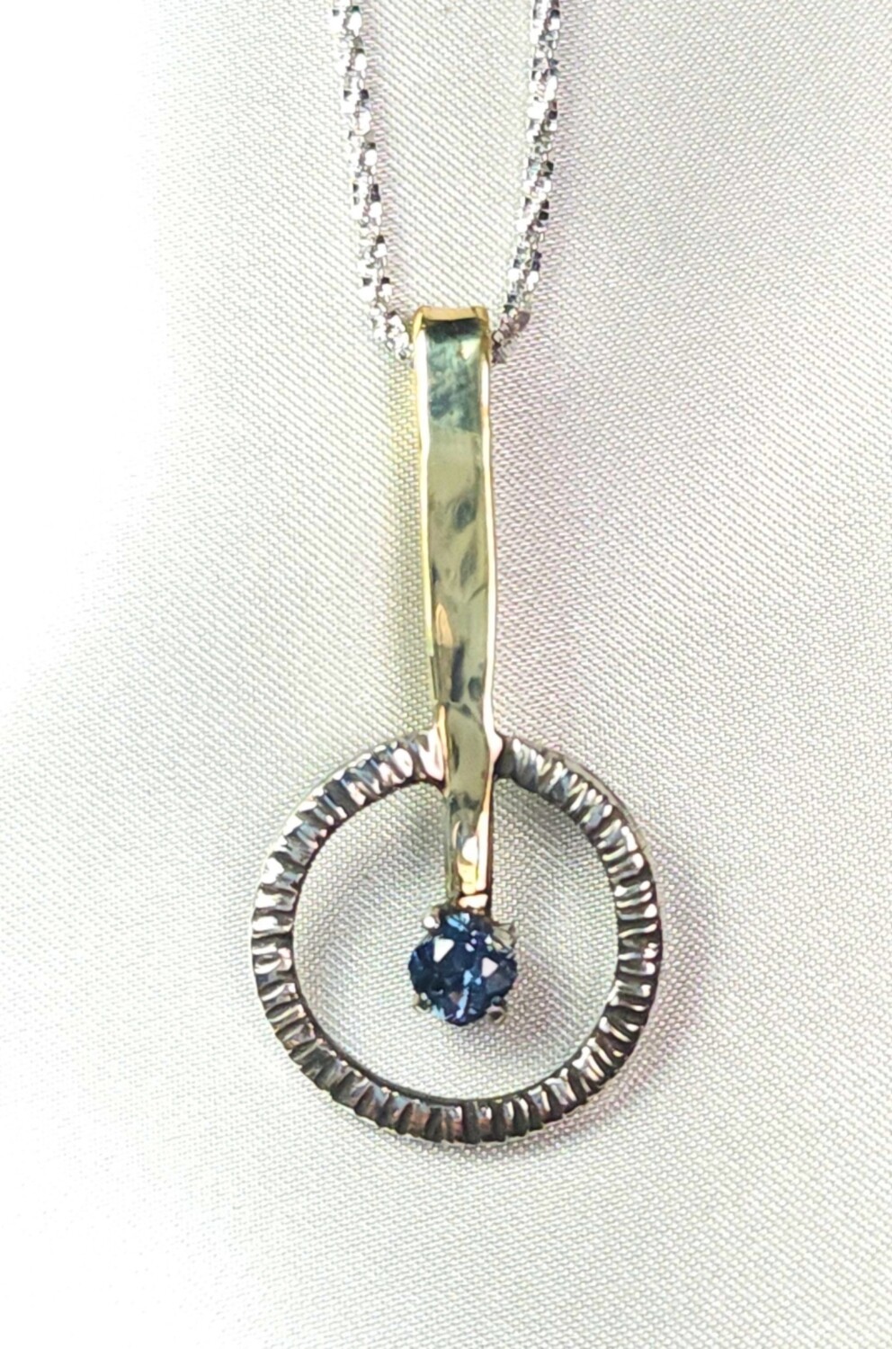 Blue Spinel Mixed Metal Pendant