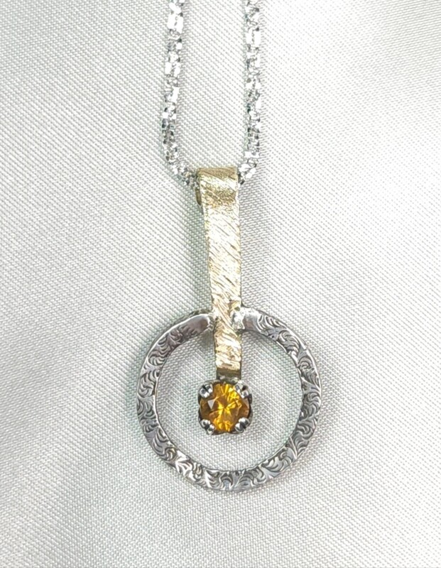 Spessertite Garnet Mixed Metal Pendant