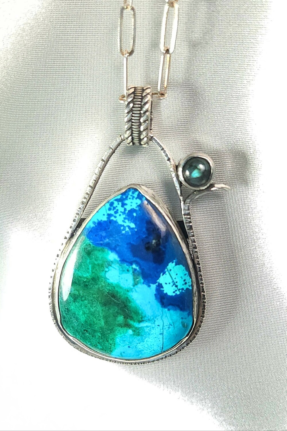Shattuckite Silver Pendant