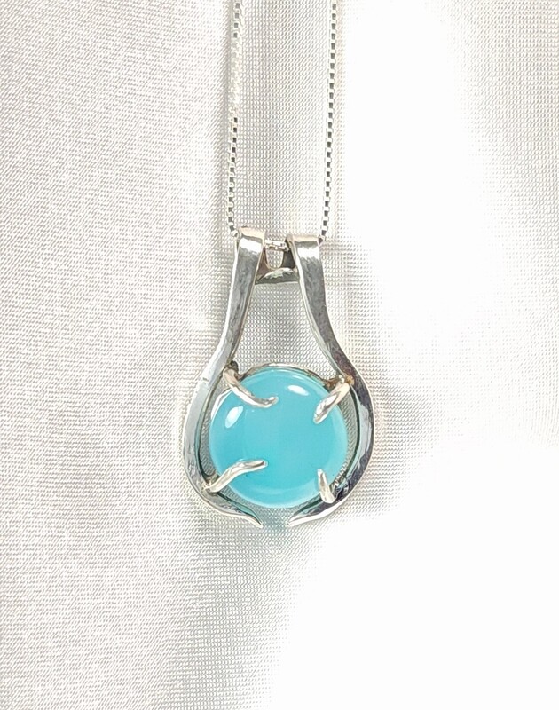 African Chalcedony Sterling Silver Pendant