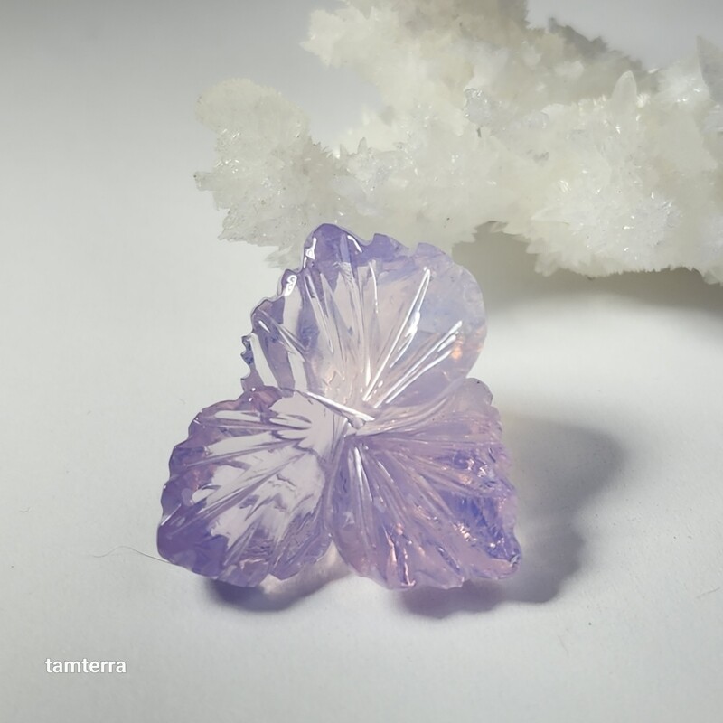 Lavender Quartz Carved Leaves
