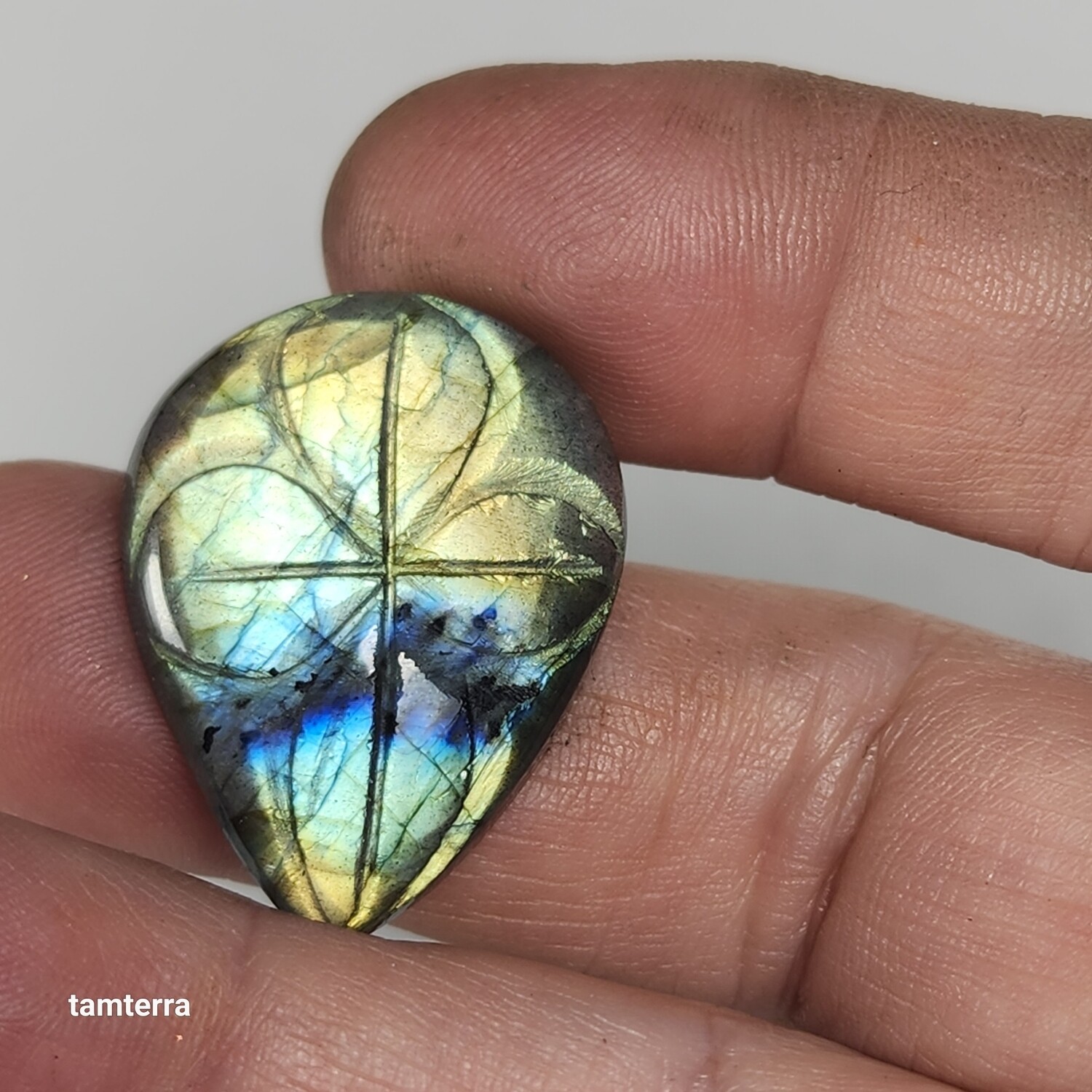 Carved Labradorite Pear / Teardrop