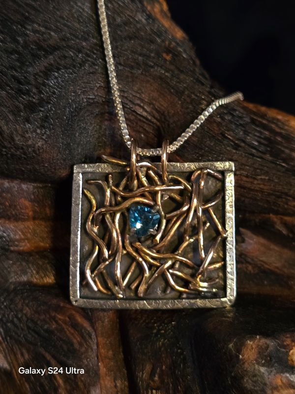 London Blue Topaz Silver w/ Bronze Vines