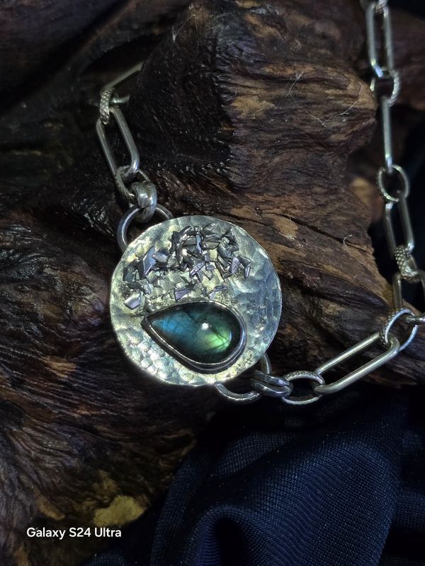 Green Labradorite Fine Silver Bracelet
