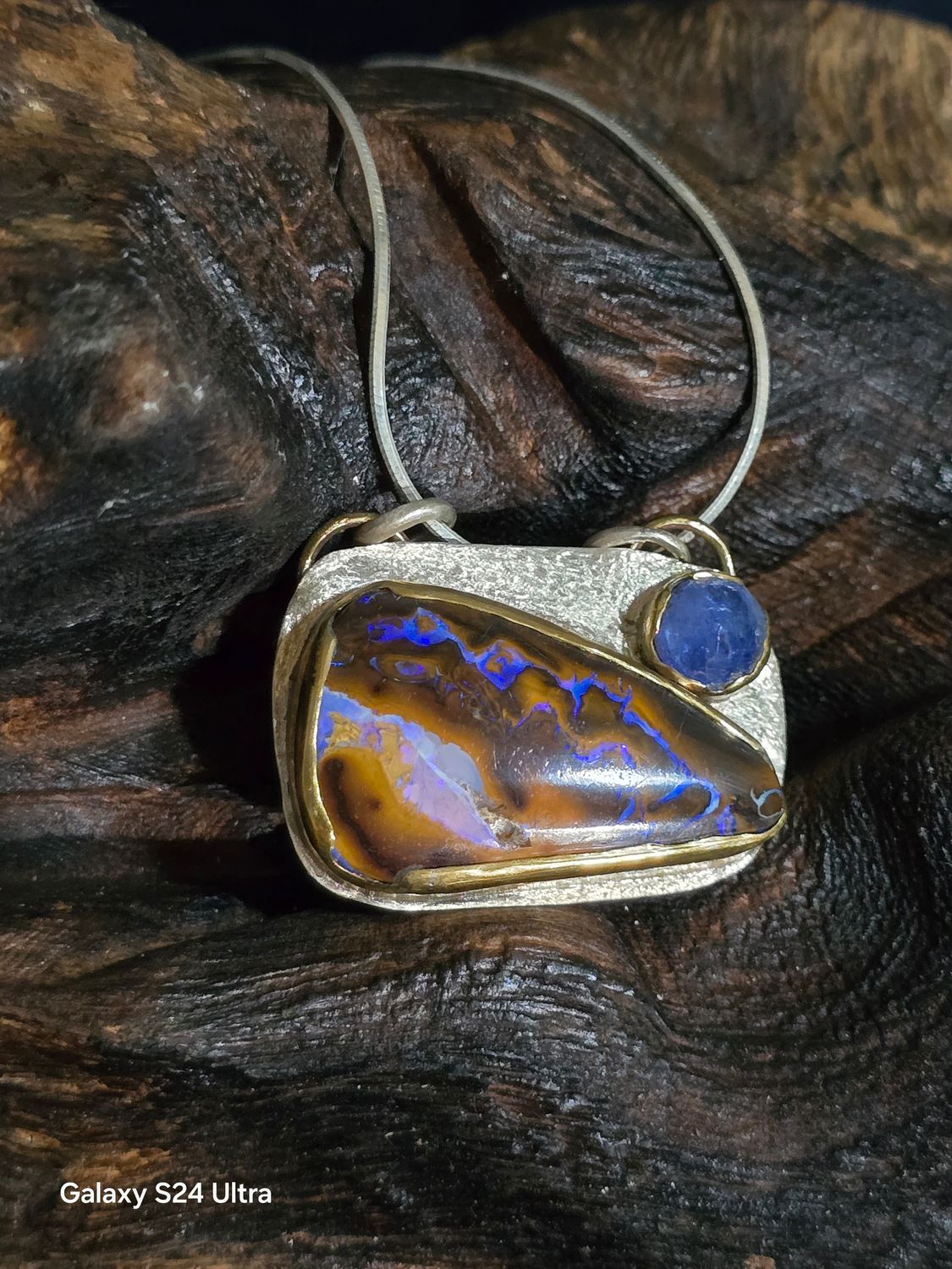 Boulder Opal Fine Silver Pendant