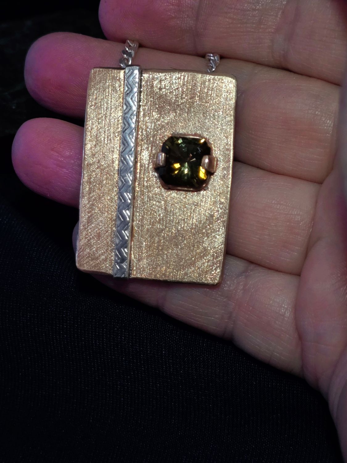 Bronze Silver Tourmaline Pendant