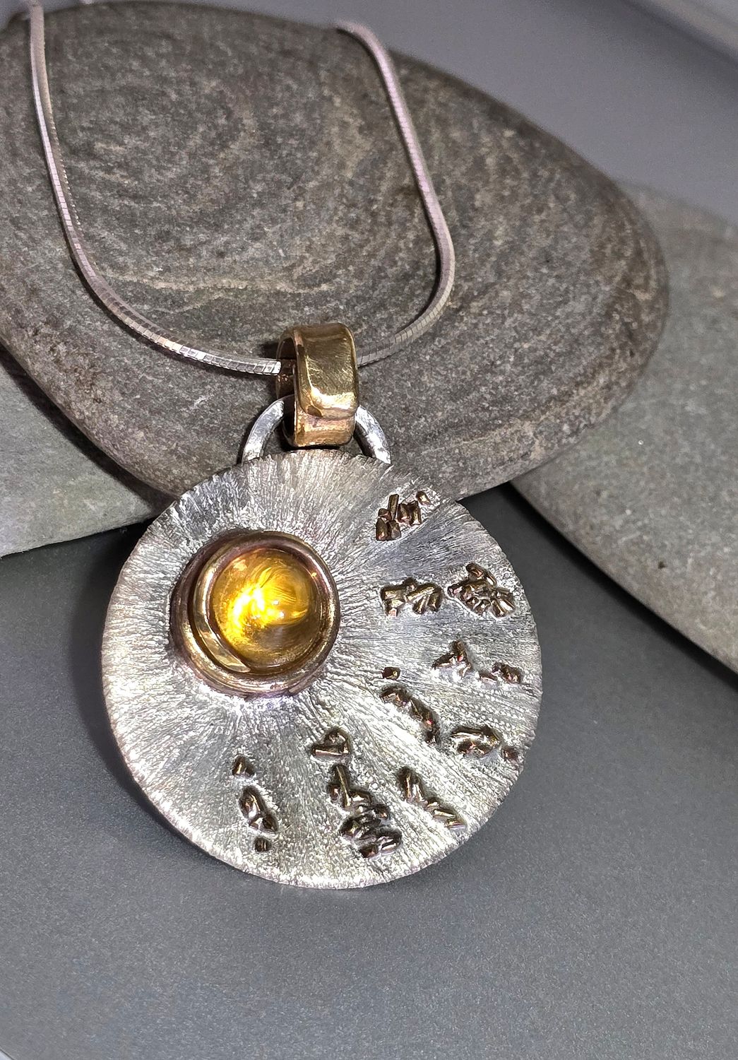 Citrine Fine Silver Pendant