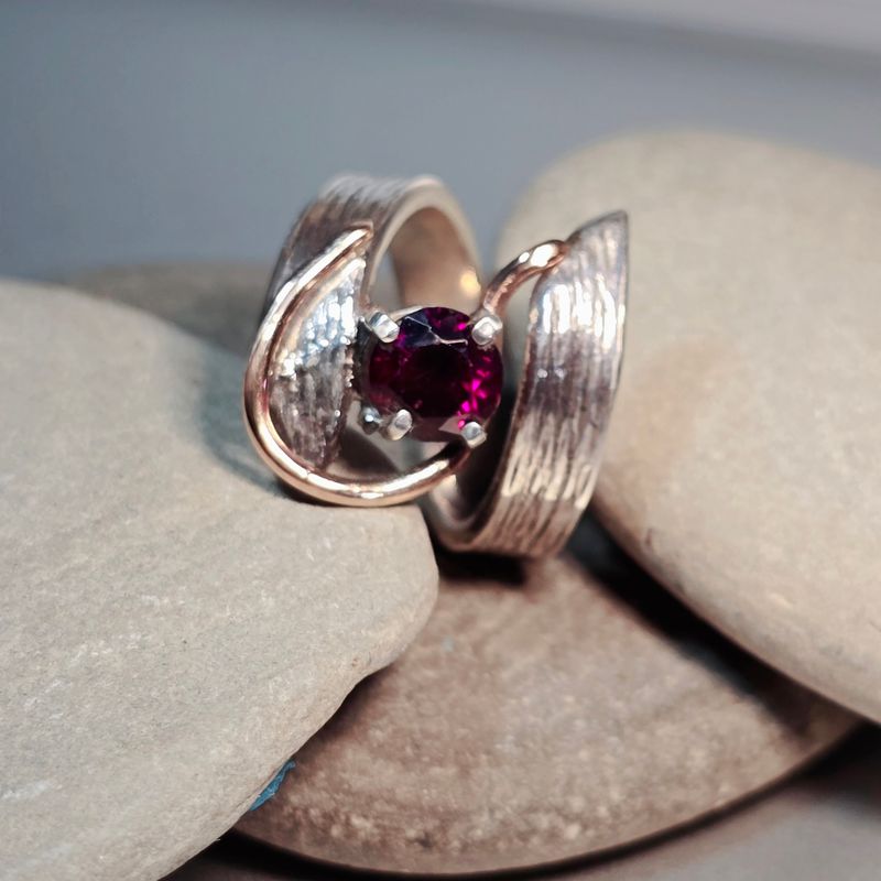 Garnet Fine Silver Ring