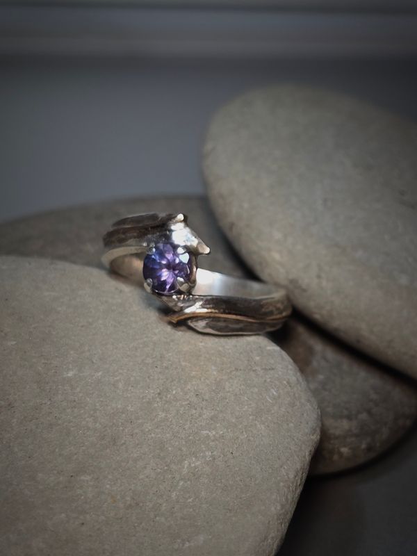 Tanzanite Fine Silver Bronze Ring