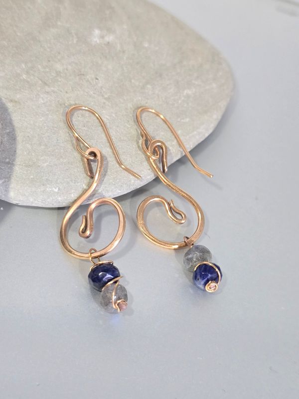 Bronze Art Nouveau Earrings with dangle