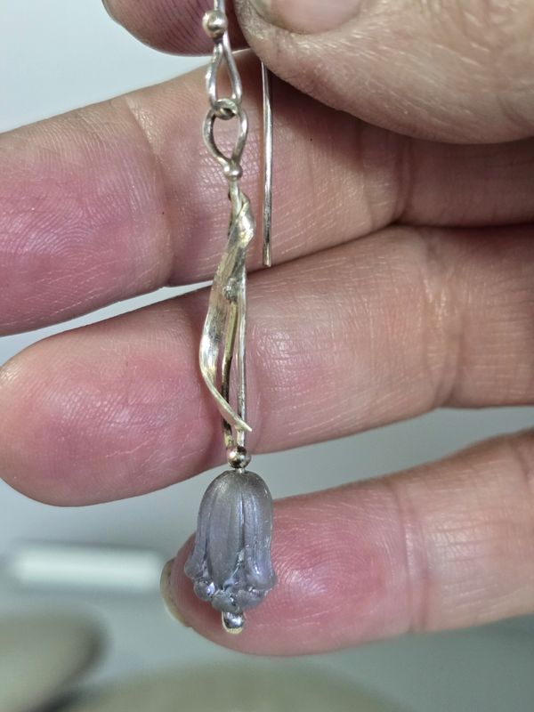 Floral Glass and Silver Earrings