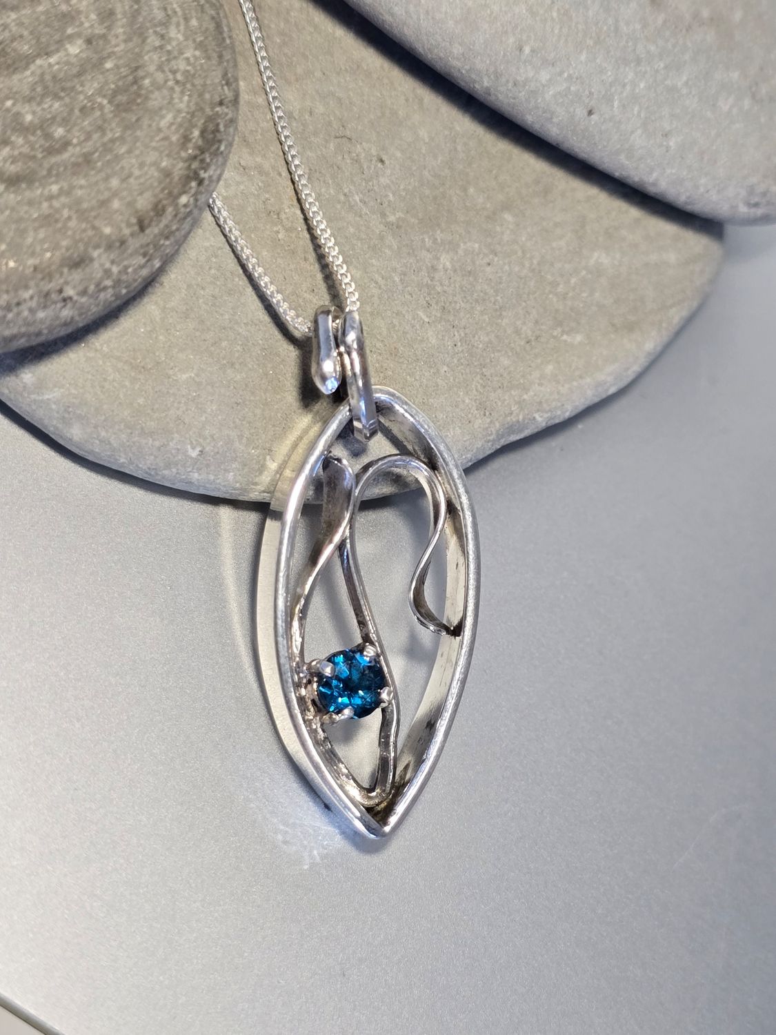 Silver Topaz Shadow Box Pendant