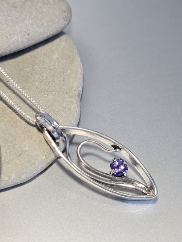 Silver Tanzanite Shadow Box Pendant