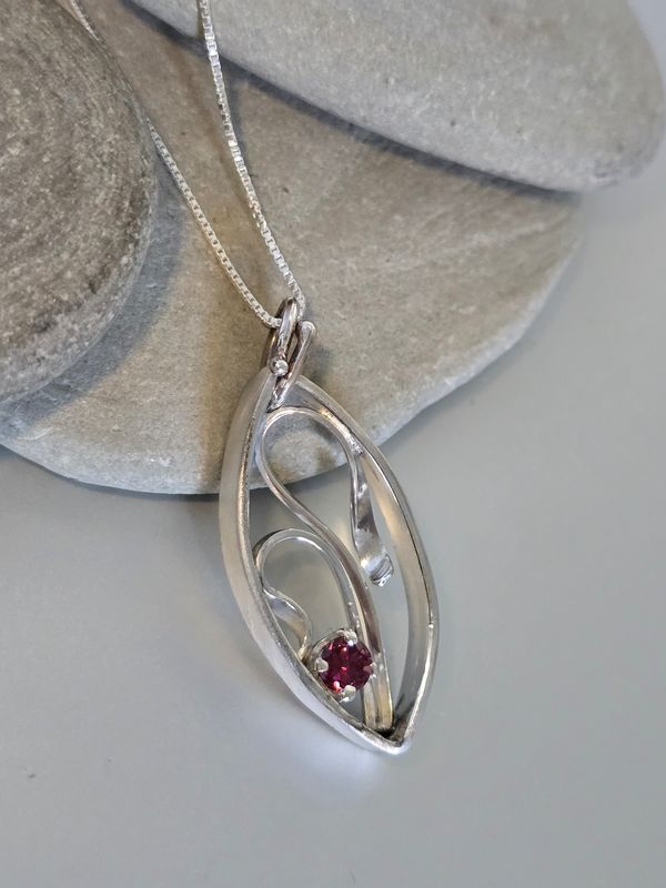 Silver Tourmaline Shadow Box Pendant