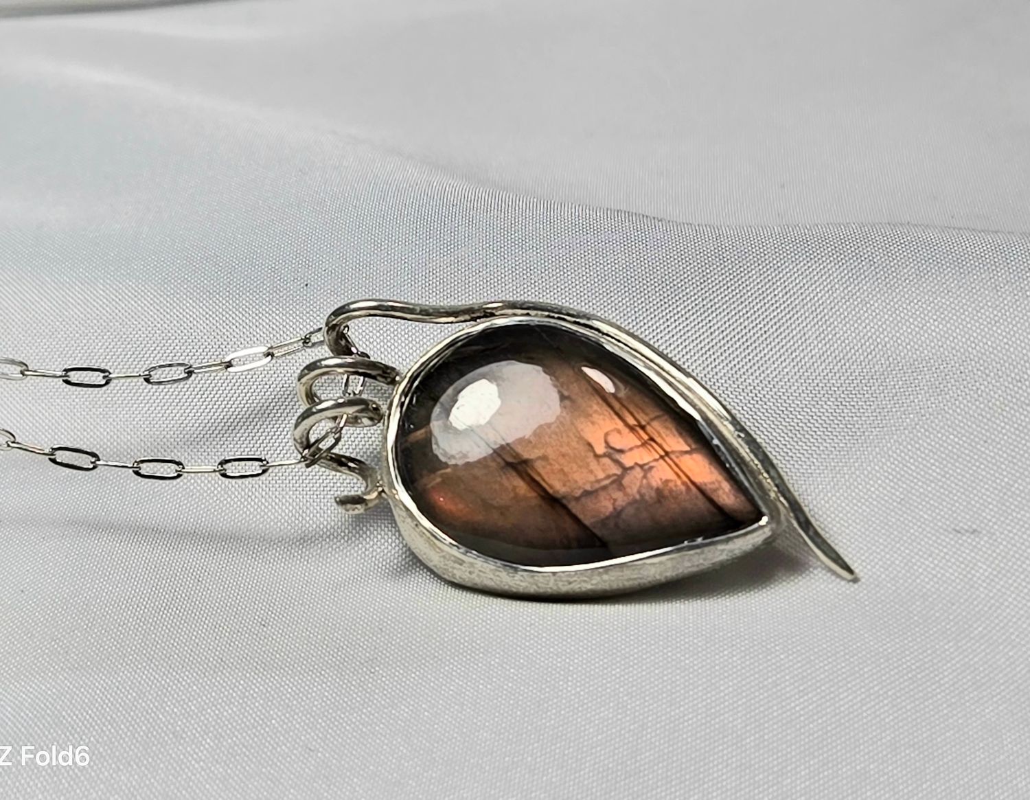 Fine Silver Rose Labradorite Pendant