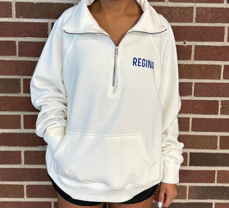 Bleached Linen 1/2 Zip w/ Royal Regina