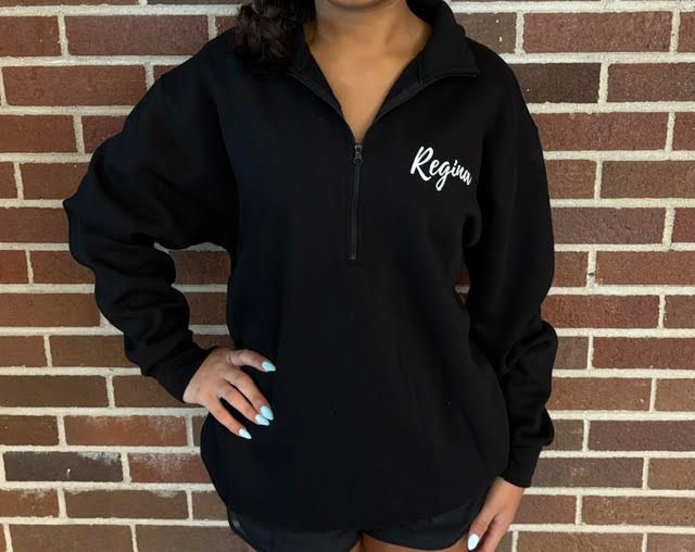 Black 1/2 Zip w/White Regina
