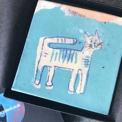 Painted cat tiles.... last few Painted cat tiles.... last few