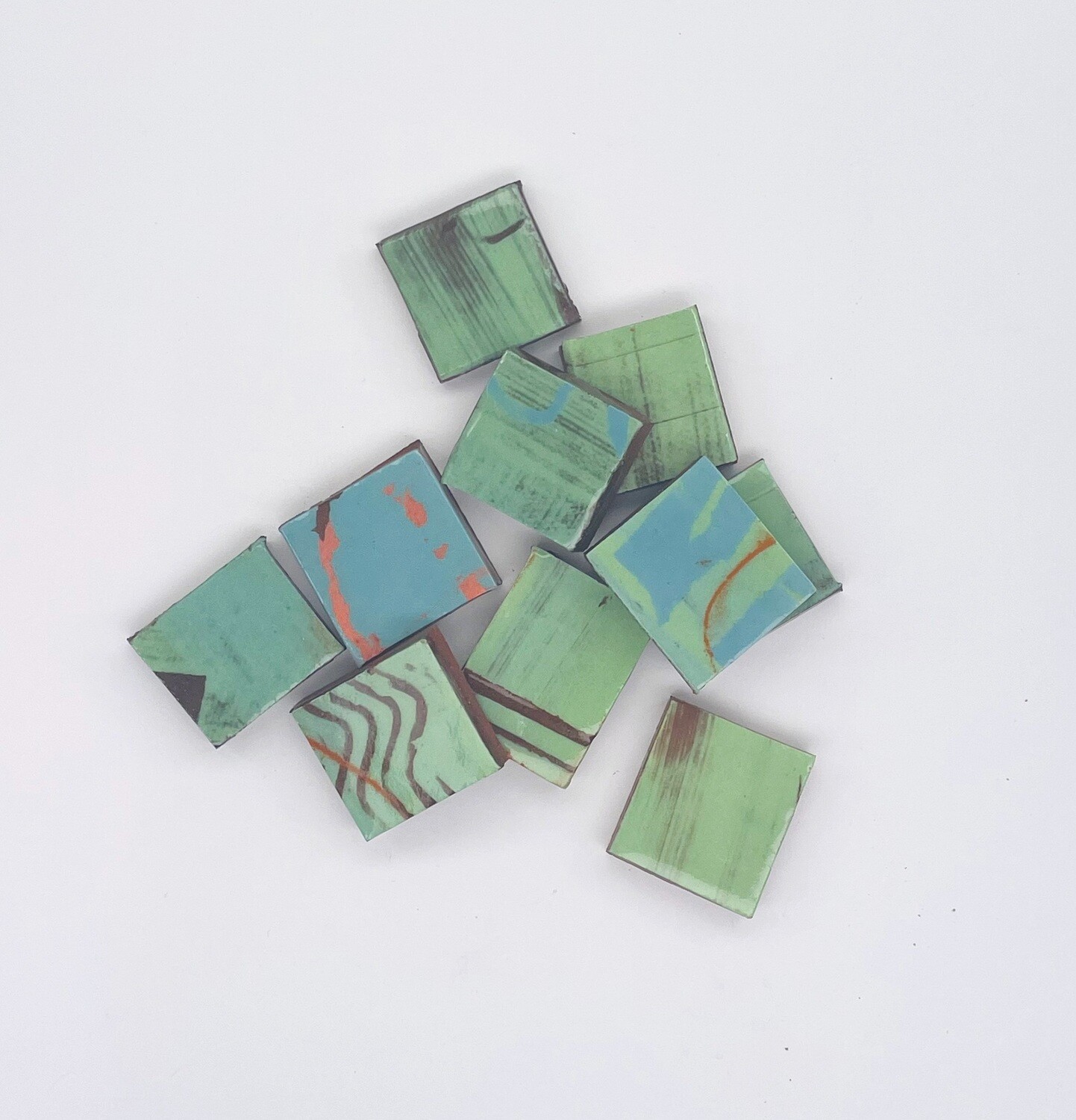 Green handmade single tiles - (new quantity 10 tiles)