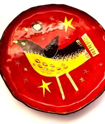 Christmas plates - jolly red bird