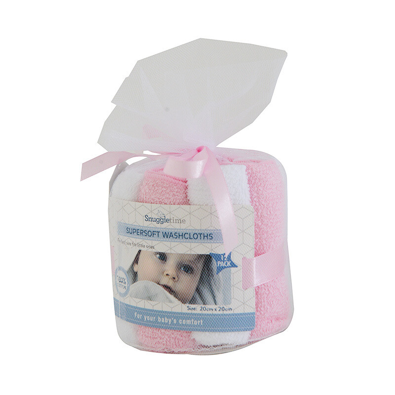Snuggletime Supersoft Washcloths – 12 Pack Pink Snuggletime Supersoft Washcloths – 12 Pack Pink