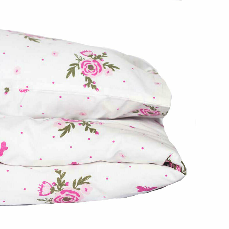 Cot Duvet Cover Set 2 Piece - Blooms & butterflies design Cot Duvet Cover Set 2 Piece - Blooms & butterflies design