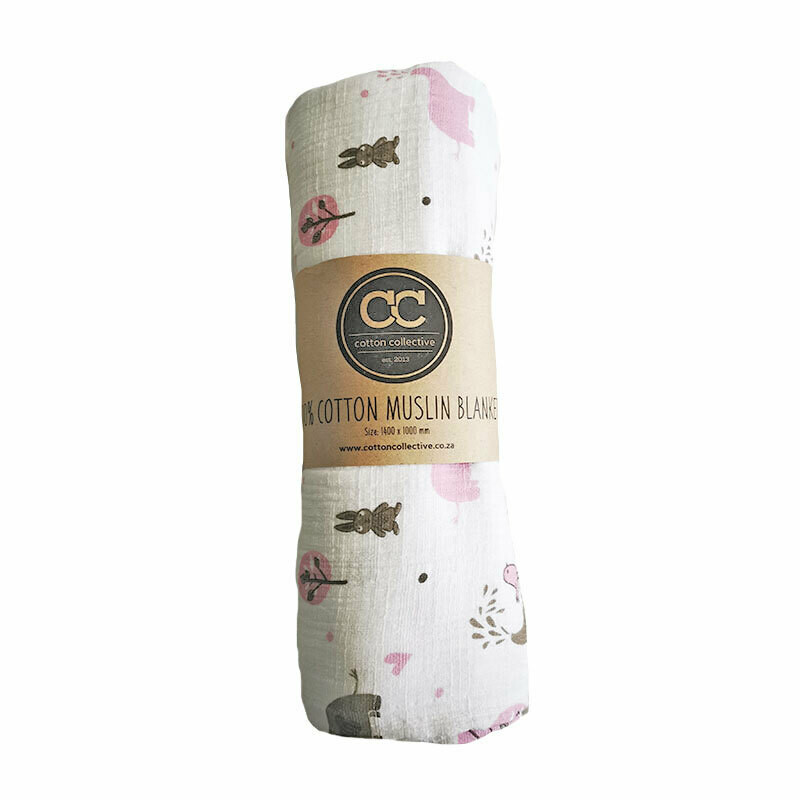Muslin swaddle baby blankets - Ellie & Friends - Pink - 100% cotton Muslin swaddle baby blankets - Ellie & Friends - Pink - 100% cotton