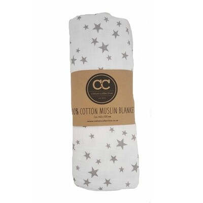 Muslin swaddle baby blankets - Star - 100% cotton