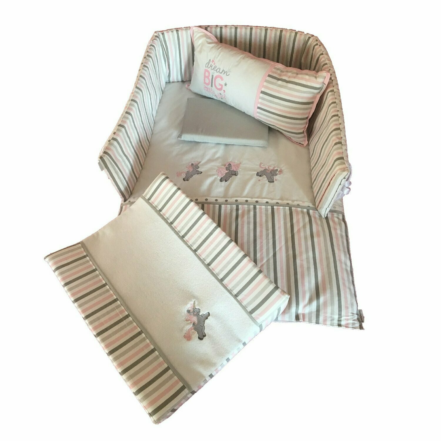 Unicorn Linen Set - Grey & Dusty Pink Unicorn Linen Set - Grey & Dusty Pink