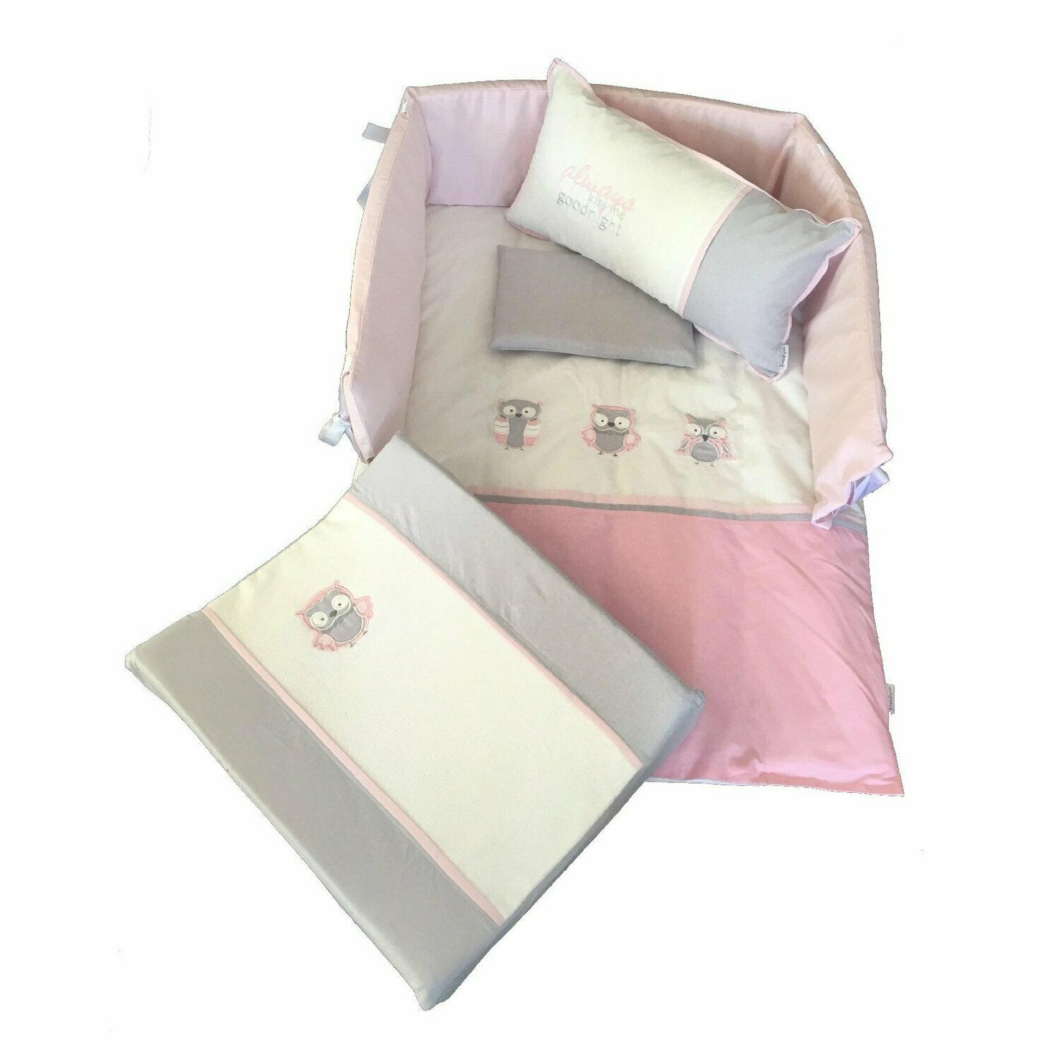 Owl Linen Set - Pink & Grey Owl Linen Set - Pink & Grey