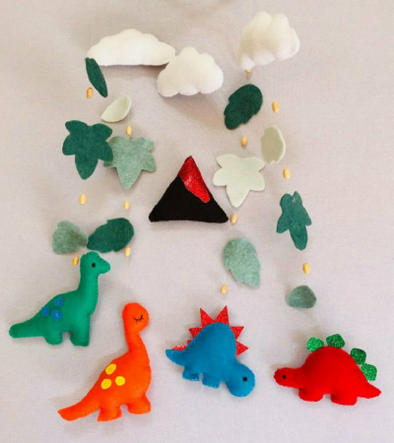 Dinosaur Cot Mobile - Blue, Red & Green Felt Dinosaur Cot Mobile - Blue, Red & Green Felt