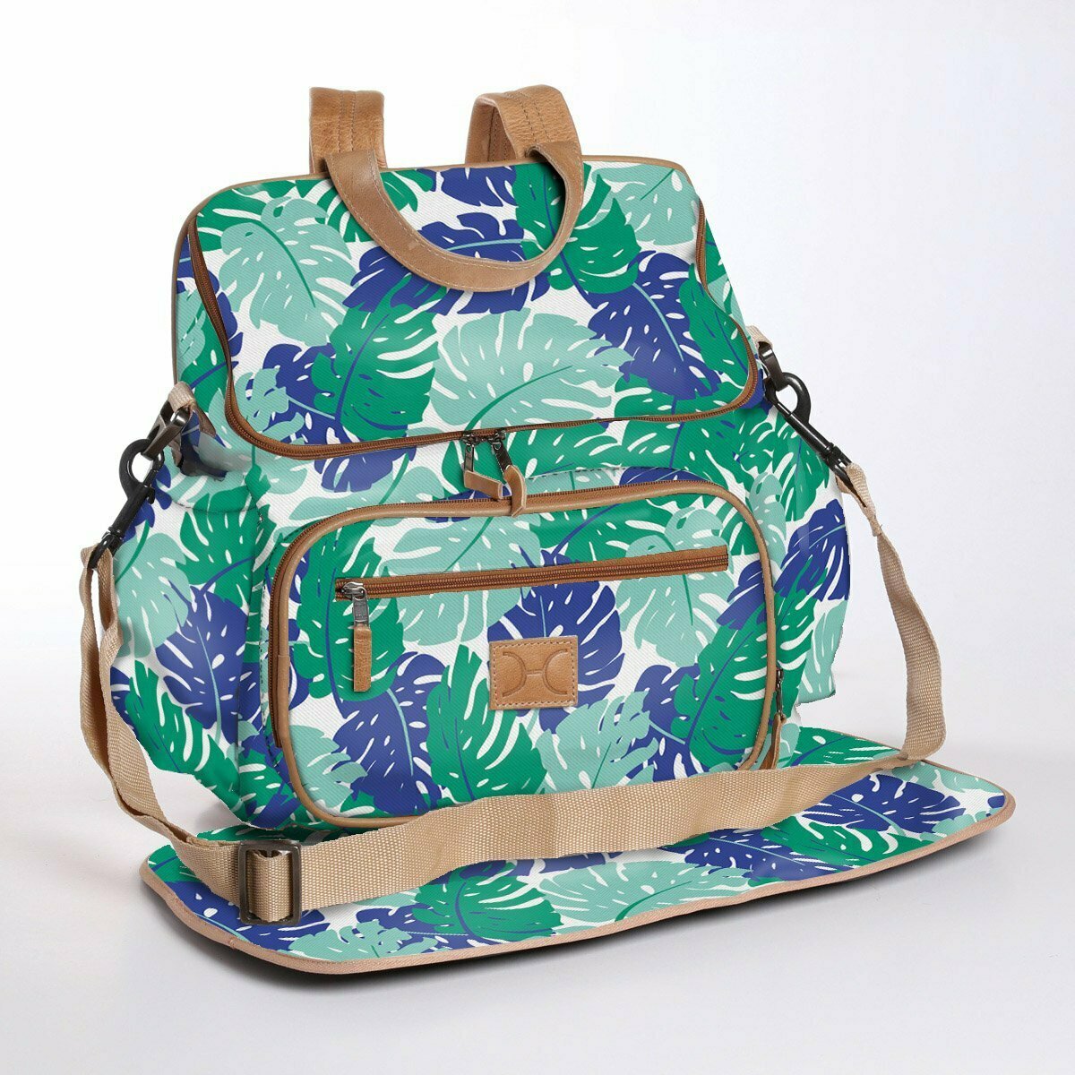 Leafing Around Emerald - Laminated Nappy Backpack Leafing Around Emerald - Laminated Nappy Backpack