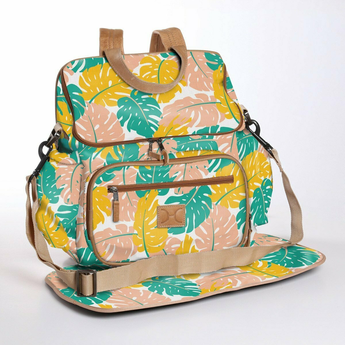 Leafing Around Daffodil - Laminated Nappy Backpack Leafing Around Daffodil - Laminated Nappy Backpack