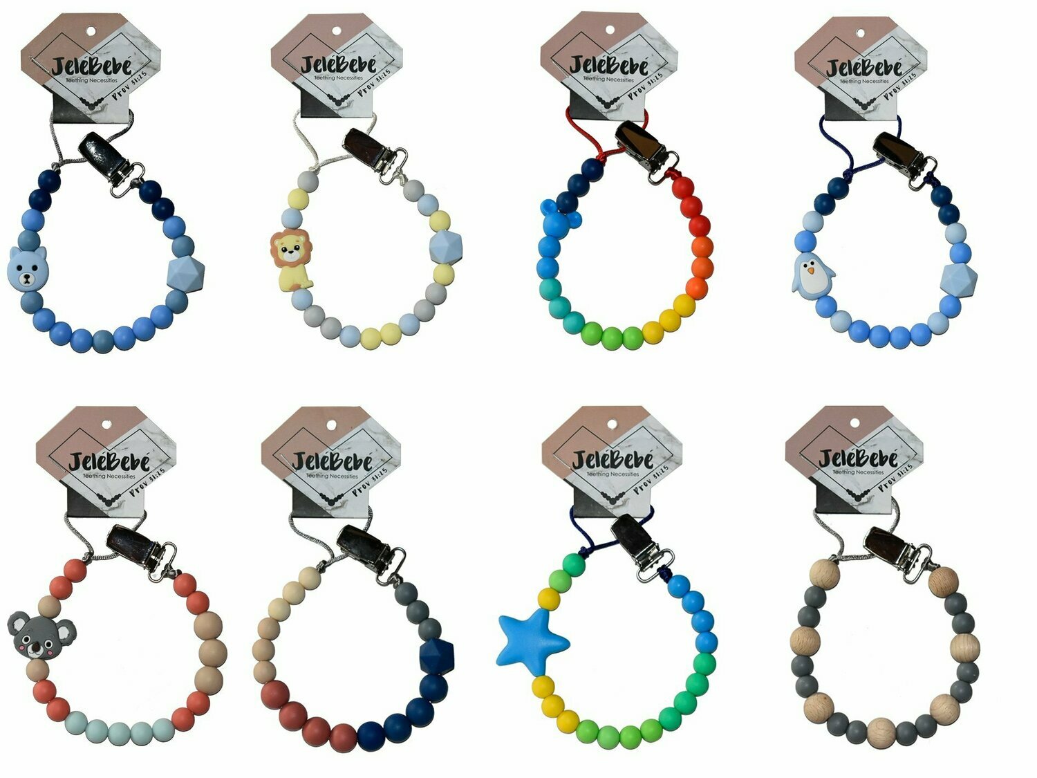 3in1 Silicone Teething Dummy Clips - Boys - Standard length (31cm) 3in1 Silicone Teething Dummy Clips - Boys - Standard length (31cm)