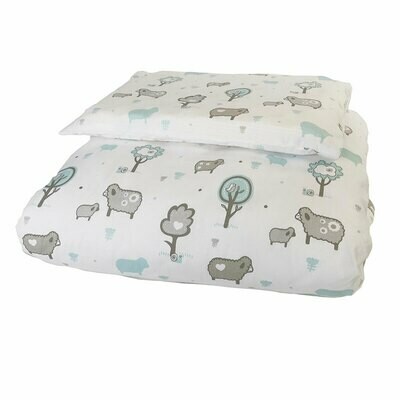 Cot Duvet Cover Set – Little Sheep Blue Cot Duvet Cover Set – Little Sheep Blue