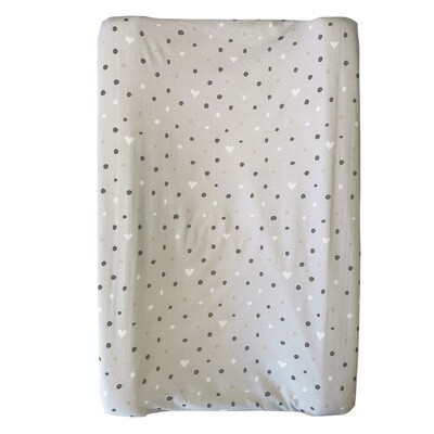 Changing Mat Cover - Grey Polka & Heart Changing Mat Cover - Grey Polka & Heart