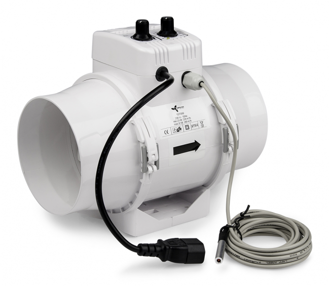 Ventilator Ventilution Mixed In-Line mit eingebautem Regler, Thermostat und IEC Connector