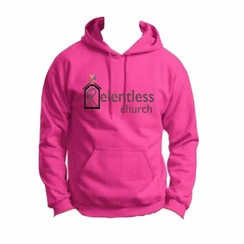 Ladies Pink Hoodie Gray Logo