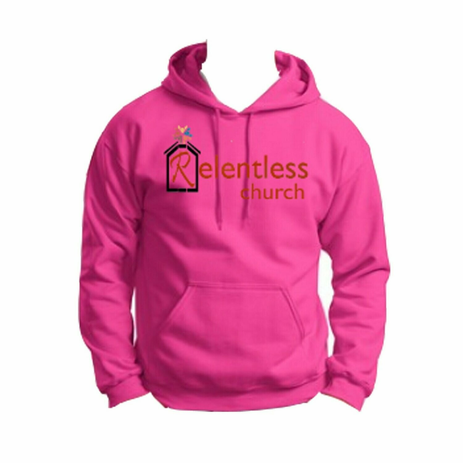 Ladies Pink Hoodie Burgundy Logo