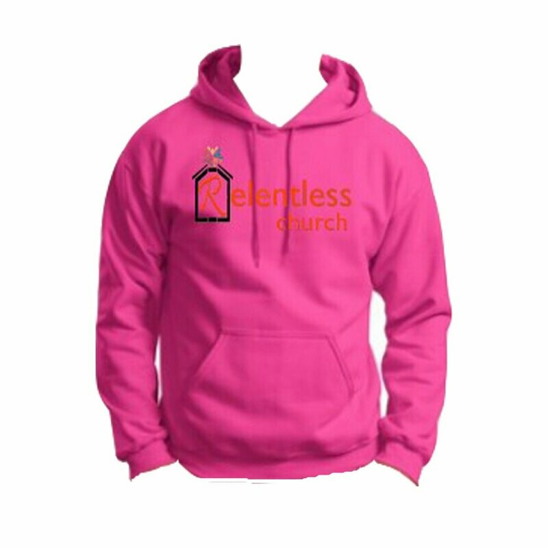 Ladies Pink Hoodie Red Logo