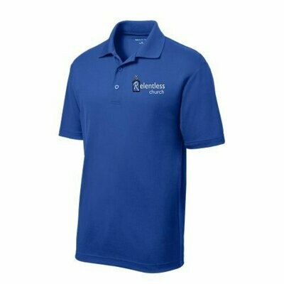 Unisex Polo Style Shirt Light Blue White Logo