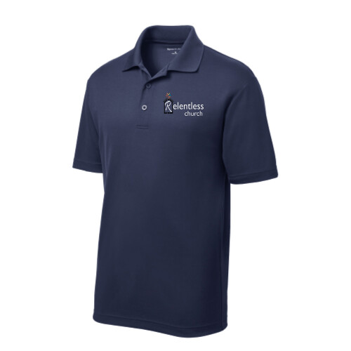 Unisex Polo Style Shirt Navy White Logo