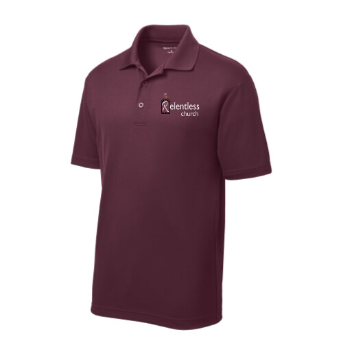 Unisex Polo Style Shirt Maroon White Logo