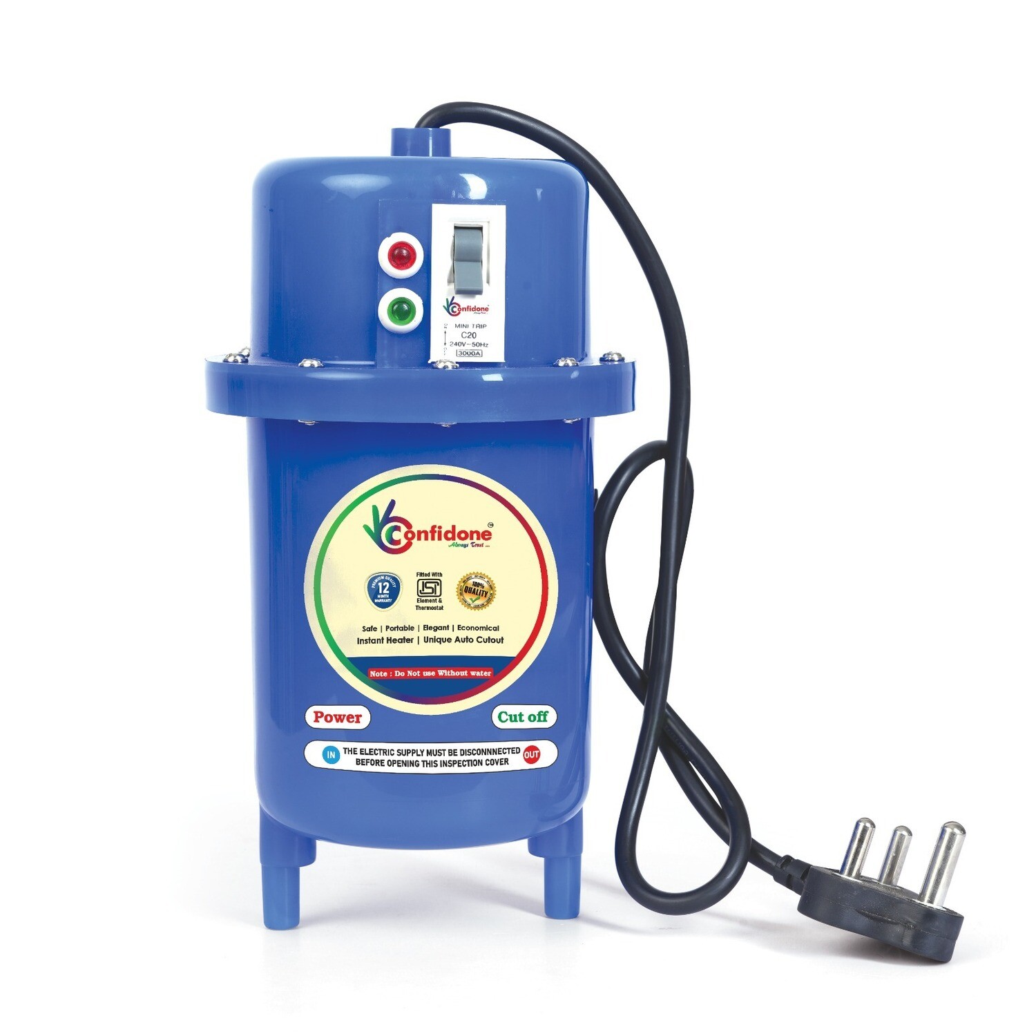 Confidone Royal Instant water heater with MCB Fitted I Auto Cut off I Auto Reset System