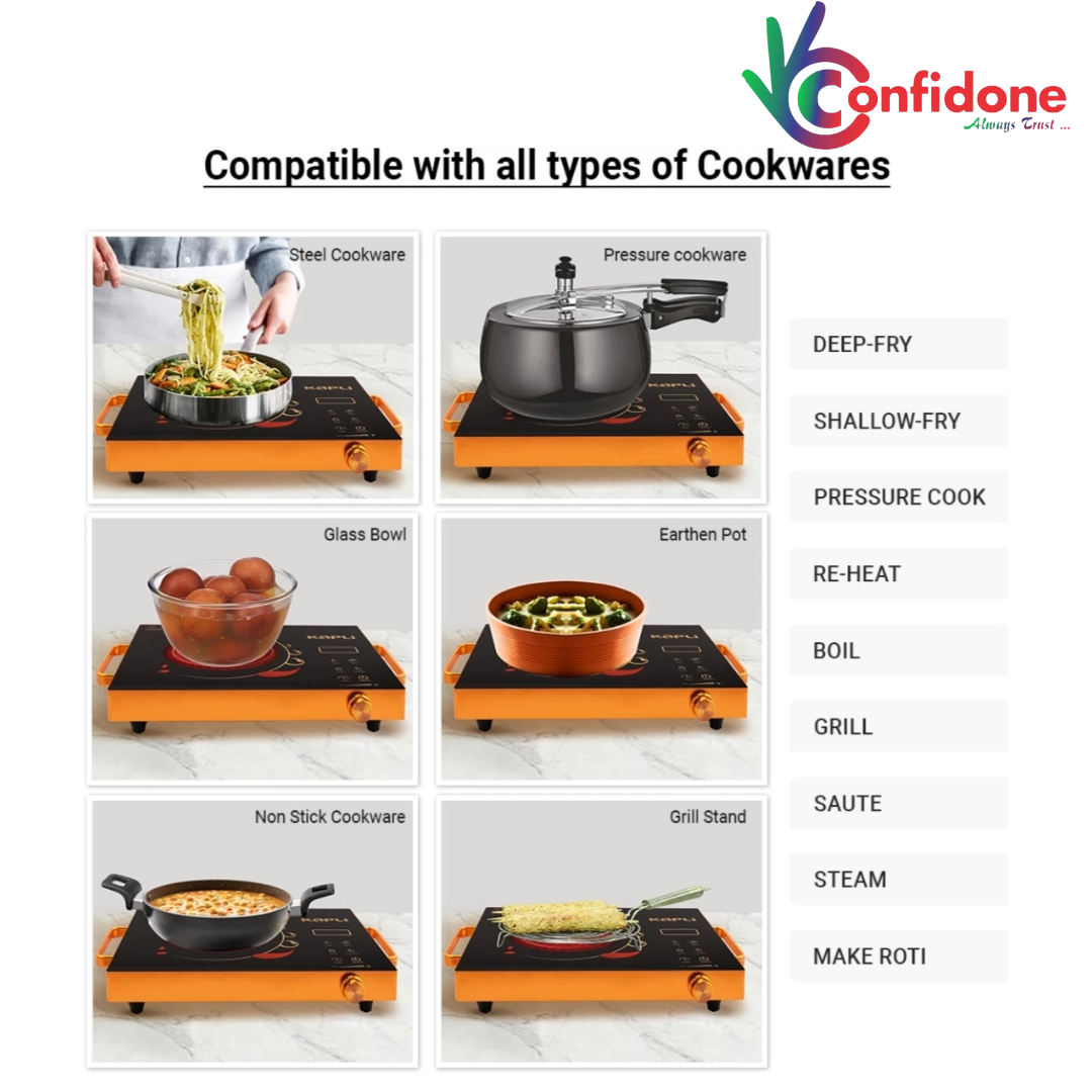 Confidone Infrared Heating stove Cooking Use all Utensils I Timer Setting Auto Cut off