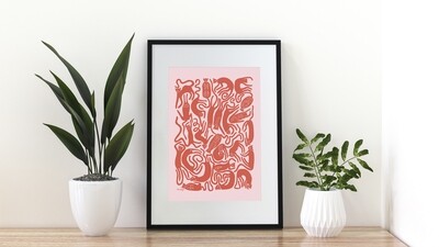 Nöjda katter | poster | Röd-rosa