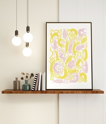 Nöjda katter poster | Rosa-gul