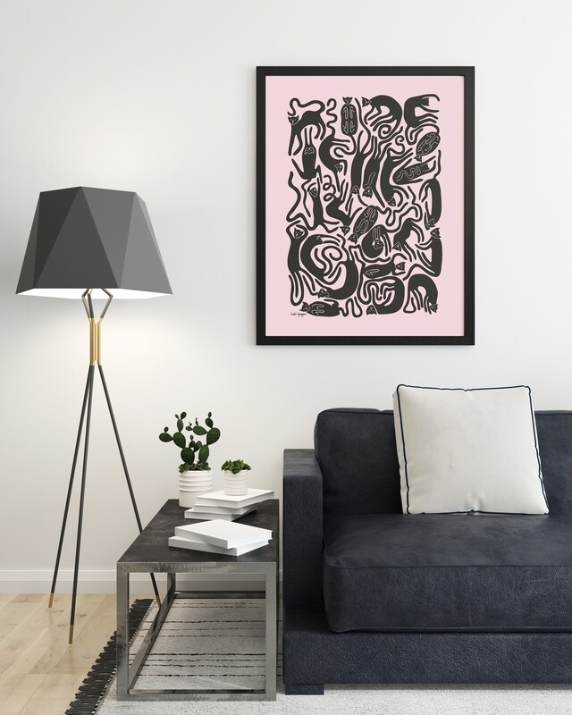 Nöjda katter | poster | Rosa-svart