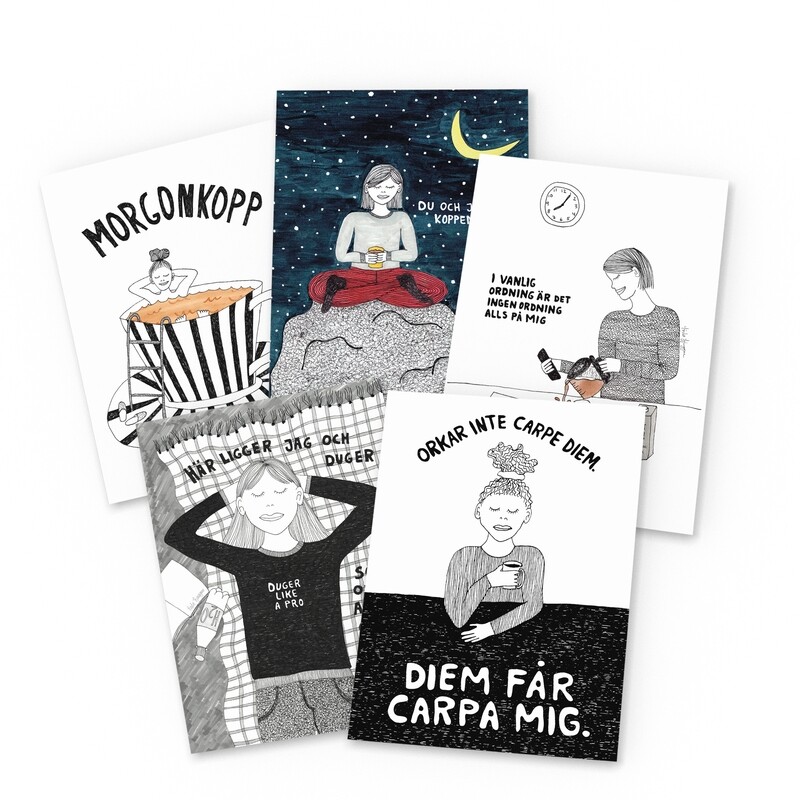 5-pack miniprints | tema kaffe | A6 | vykort